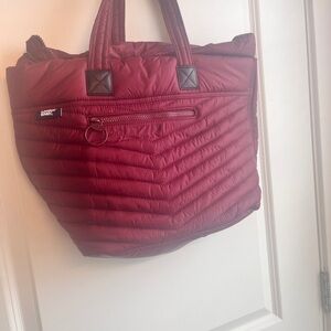 Lands end Burgundy Quilted Tote Bag